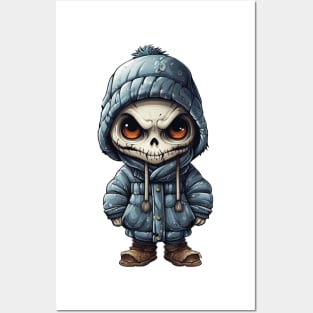 Spooky figure of a skull in a mask wearing a cloak, perfect for Halloween ! Posters and Art